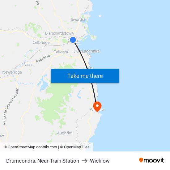 Drumcondra, Near Train Station to Wicklow map