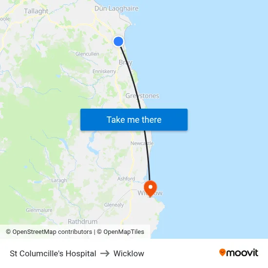 St Columcille's Hospital to Wicklow map