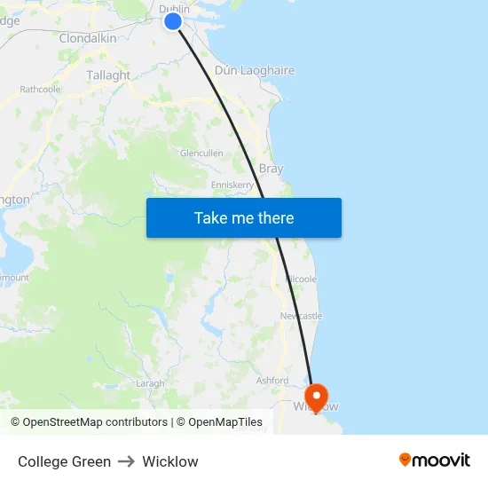 College Green to Wicklow map