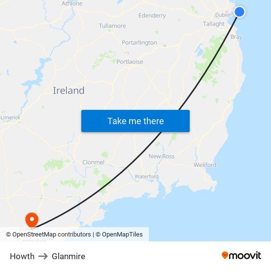 Howth to Glanmire map