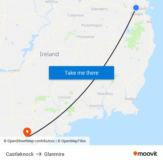 Castleknock to Glanmire map