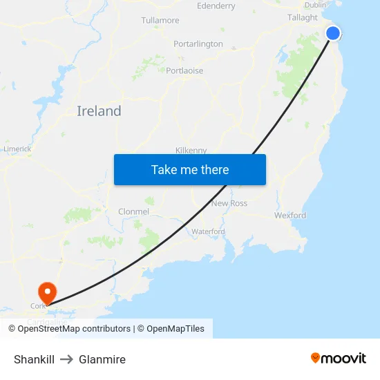 Shankill to Glanmire map