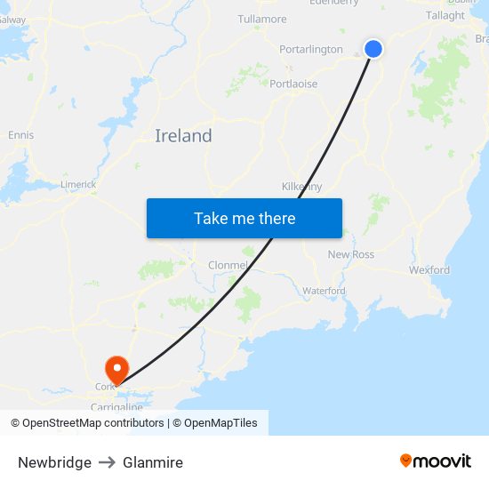 Newbridge to Glanmire map