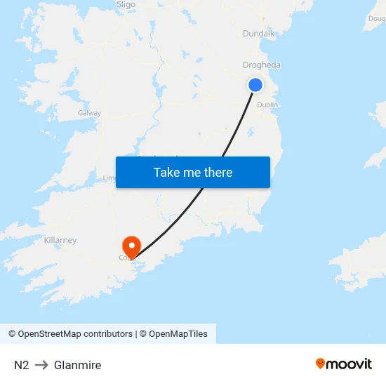 N2 to Glanmire map