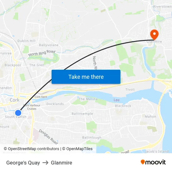 George's Quay to Glanmire map