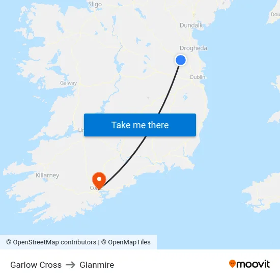 Garlow Cross to Glanmire map
