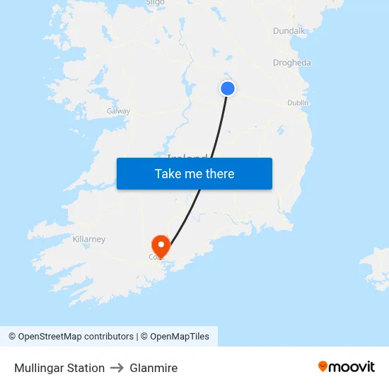 Mullingar Station to Glanmire map