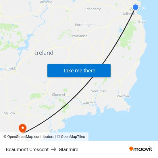 Beaumont Crescent to Glanmire map