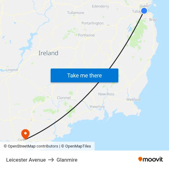 Leicester Avenue to Glanmire map
