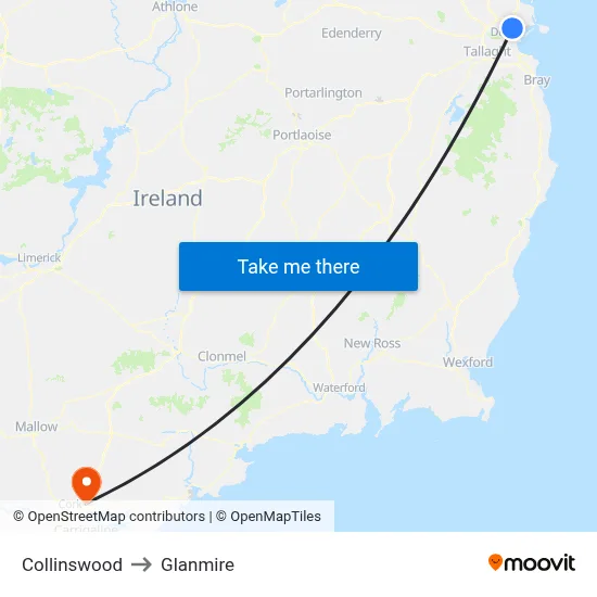 Collinswood to Glanmire map