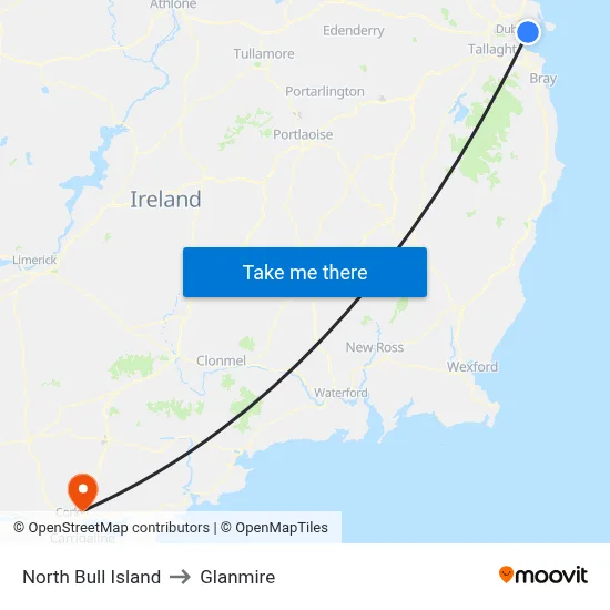 North Bull Island to Glanmire map