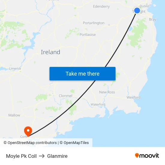 Moyle Pk Coll to Glanmire map