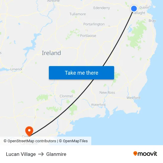 Lucan Village to Glanmire map