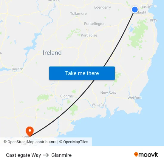 Castlegate Way to Glanmire map