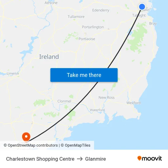 Charlestown Shopping Centre to Glanmire map