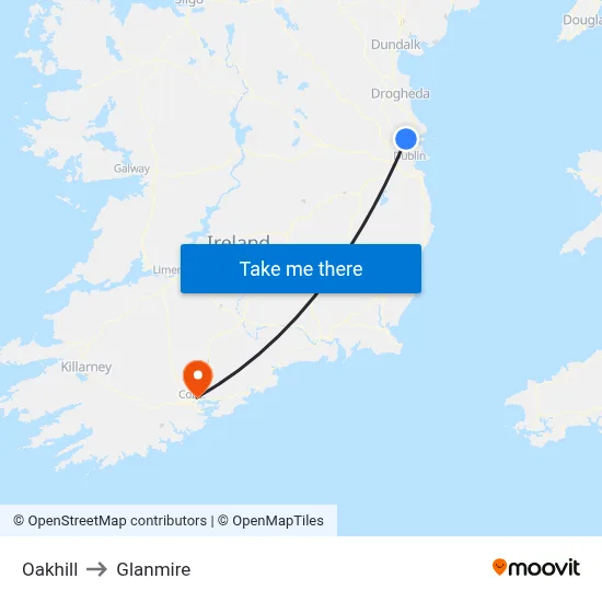 Oakhill to Glanmire map