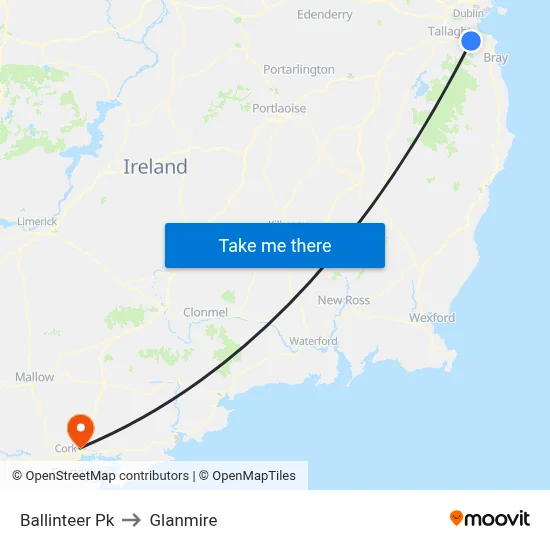 Ballinteer Pk to Glanmire map