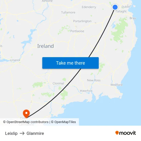 Leixlip to Glanmire map