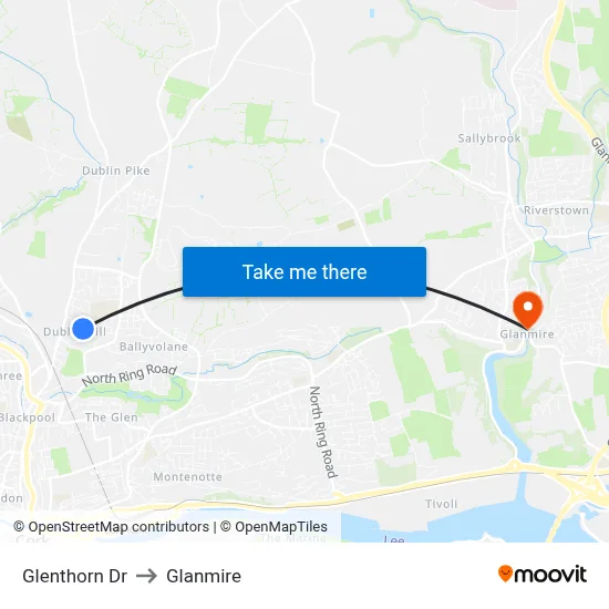 Glenthorn Dr to Glanmire map