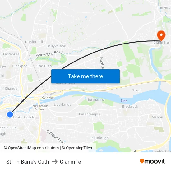 St Fin Barre's Cath to Glanmire map