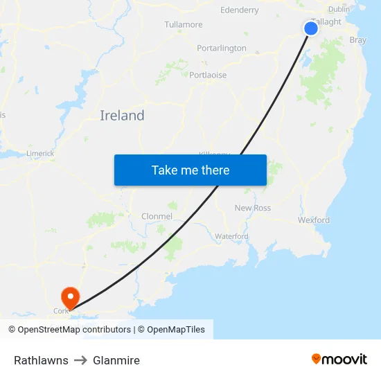 Rathlawns to Glanmire map