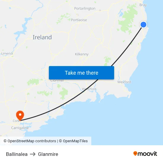 Ballinalea to Glanmire map