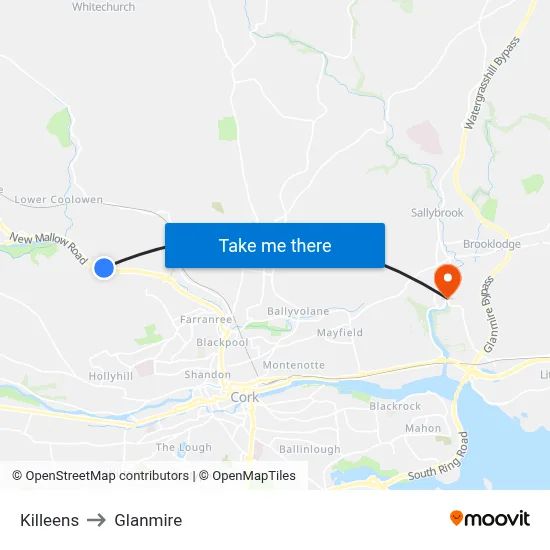 Killeens to Glanmire map