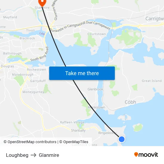 Loughbeg to Glanmire map
