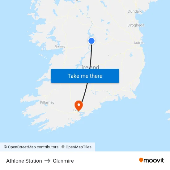 Athlone Station to Glanmire map