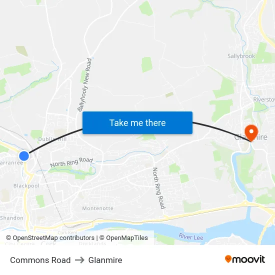 Commons Road to Glanmire map