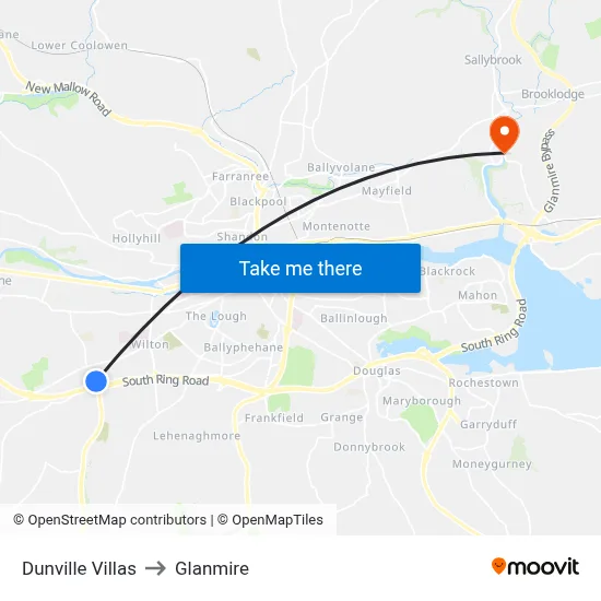 Dunville Villas to Glanmire map