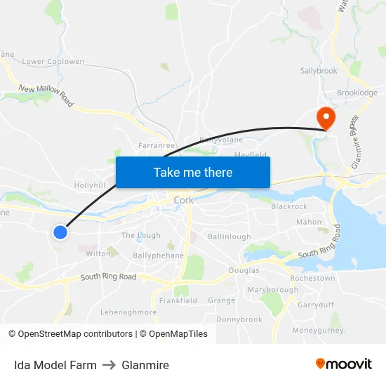 Ida Model Farm to Glanmire map