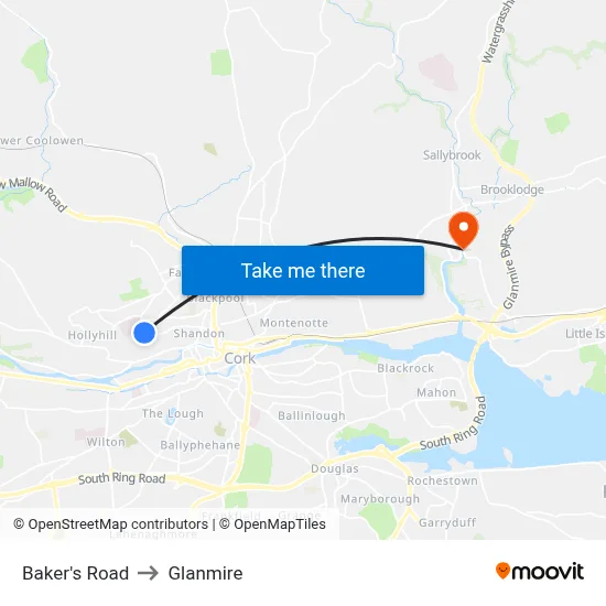 Baker's Road to Glanmire map