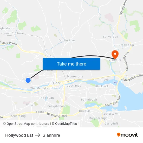 Hollywood Est to Glanmire map