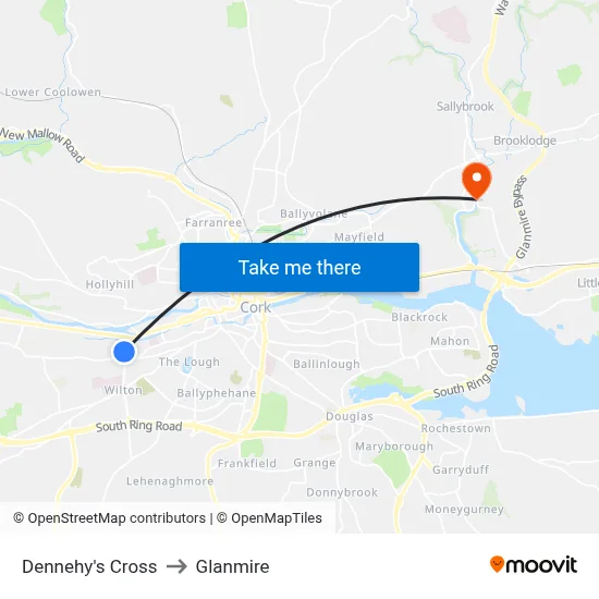 Dennehy's Cross to Glanmire map