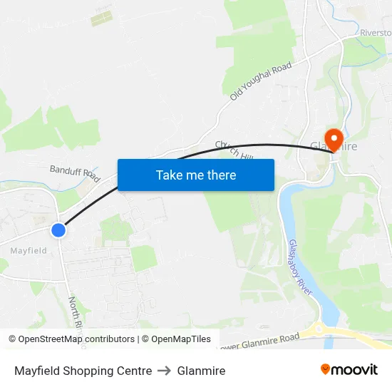 Mayfield Shopping Centre to Glanmire map