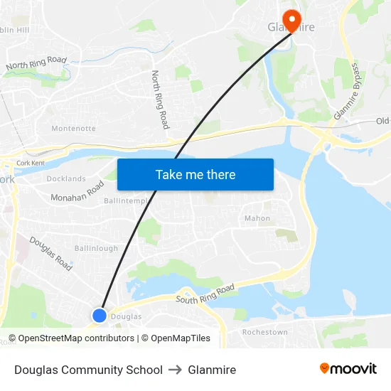 Douglas Community School to Glanmire map