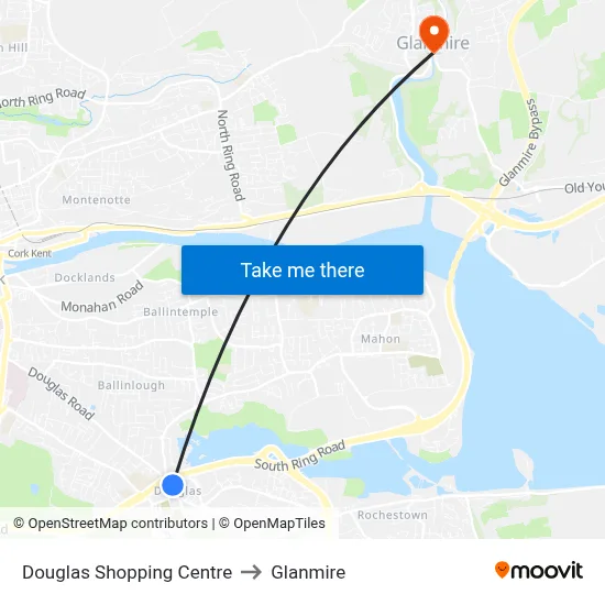 Douglas Shopping Centre to Glanmire map