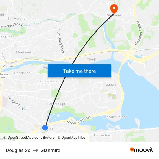 Douglas Sc to Glanmire map