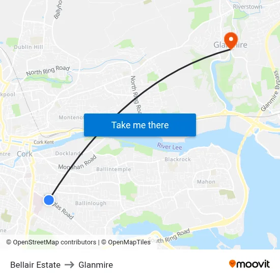 Bellair Estate to Glanmire map