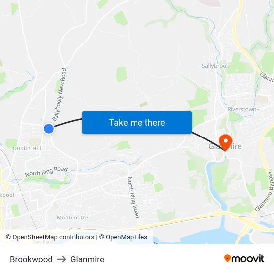 Brookwood to Glanmire map