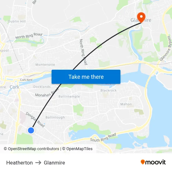 Heatherton to Glanmire map