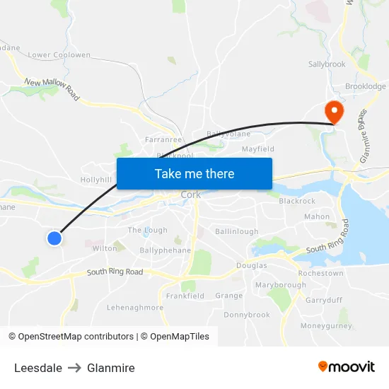 Leesdale to Glanmire map
