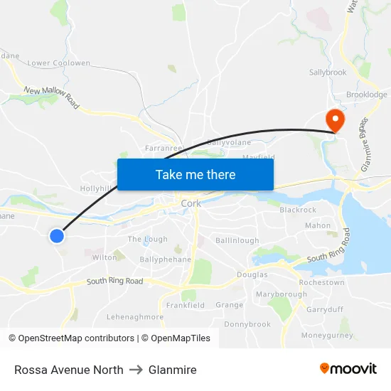 Rossa Avenue North to Glanmire map