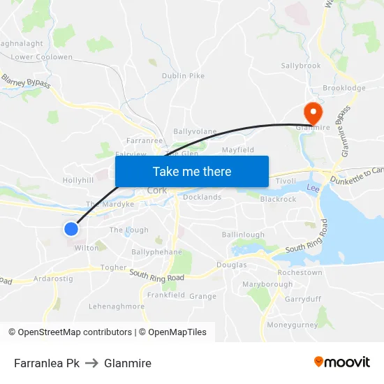 Farranlea Pk to Glanmire map