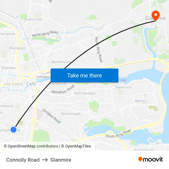 Connolly Road to Glanmire map