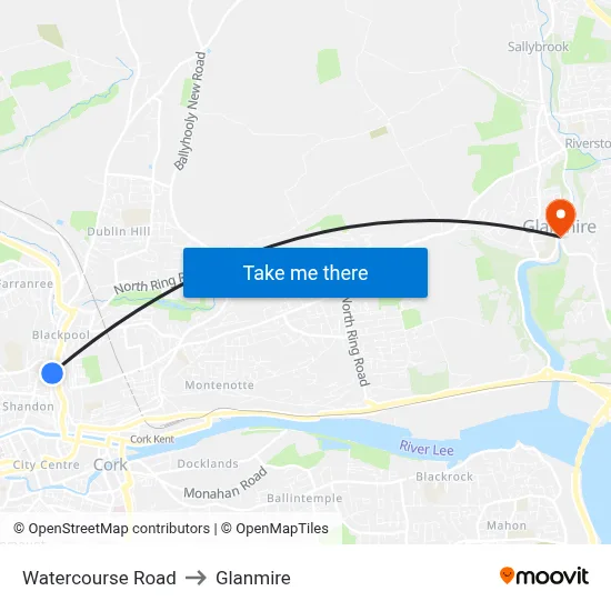 Watercourse Road to Glanmire map
