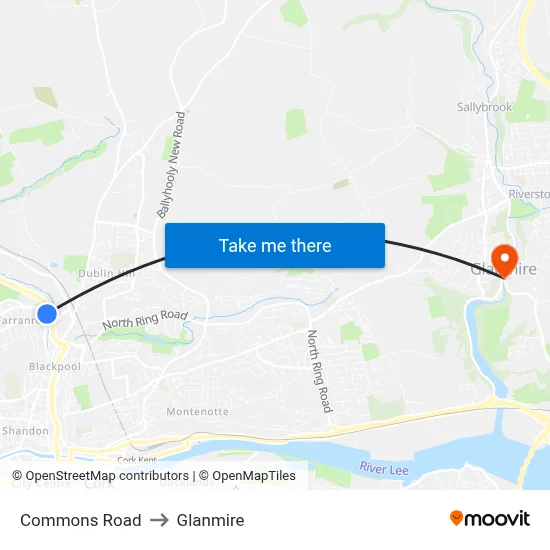 Commons Road to Glanmire map