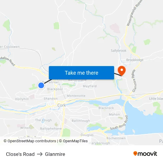 Close's Road to Glanmire map