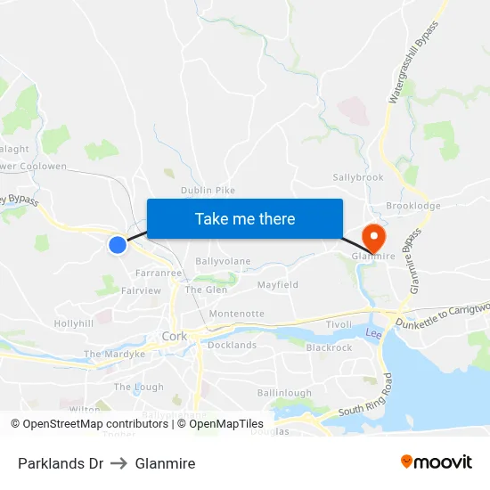 Parklands Dr to Glanmire map